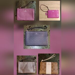 Coach Clutches & Wristlets Bundle Of 5 in Pink,Silver Purple, Brown, and Tan